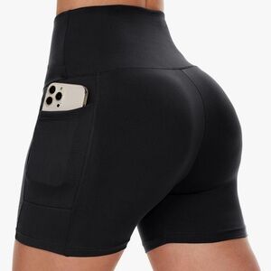 High-Waisted Black- Red Women's Bike Shorts